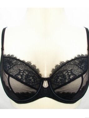 NEW! SOMA Breathtaking Full Coverage Unlined Lace Underwire Bra Black Lace Sheer